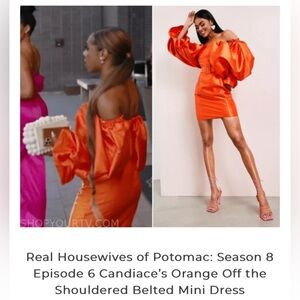 ASOS LUXE belted drama sleeve structured satin mini dress in hot orange Size 6